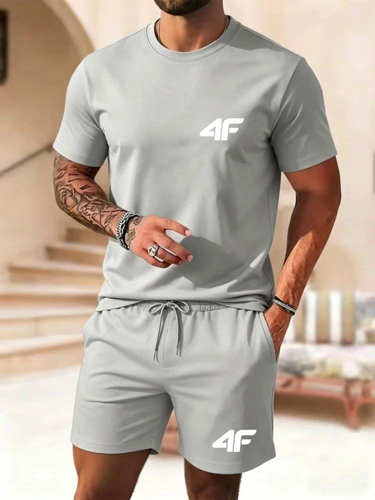 Men's short sleeved T-shirt set, breathable summer top and shorts, with 4F letters printed on the chest, suitable for daily rest
Men's short sleeved T-shirt set, breathable summer top and shorts, with 4F letters printed on the chest, suitable for daily rest