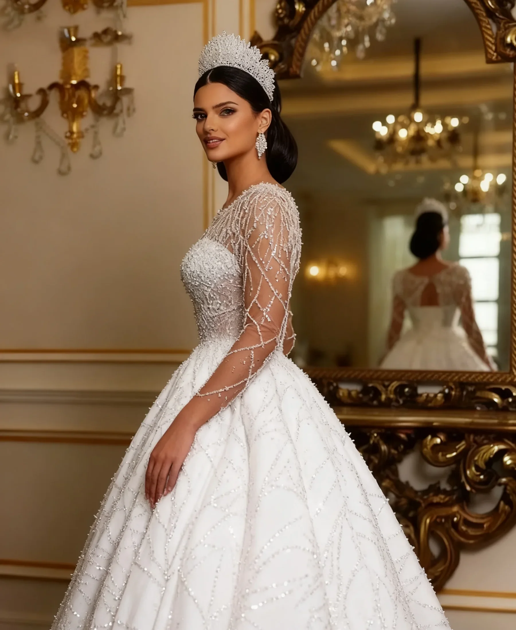 Luxury Sparkling Princess Wedding Dress Romantic and Elegant Long Sleeve A-line Dragging Dress Vestidos De Novia Customized
Luxury Sparkling Princess Wedding Dress Romantic and Elegant Long Sleeve A-line Dragging Dress Vestidos De Novia Customized