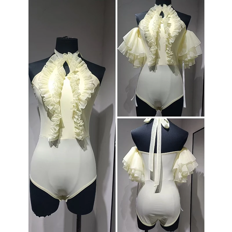 Ballroom Dance Tops Yellow Halter Bodysuit Fairy Ruffled Adult Waltz Dance Performance Clothes Summer Practice Clothing DNV19881
Ballroom Dance Tops Yellow Halter Bodysuit Fairy Ruffled Adult Waltz Dance Performance Clothes Summer Practice Clothing DNV19881