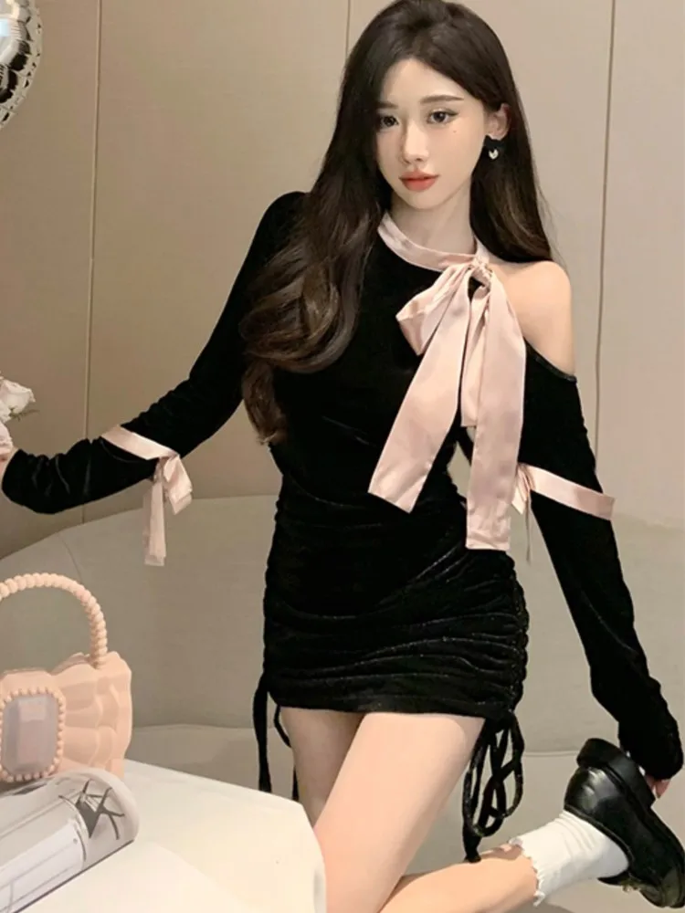 Autumn Black Velvet Dresses for Women Long Sleeves Bodycon Birthday Party Dress Mini Vestidos Korean Fashion One Piece New
Autumn Black Velvet Dresses for Women Long Sleeves Bodycon Birthday Party Dress Mini Vestidos Korean Fashion One Piece New