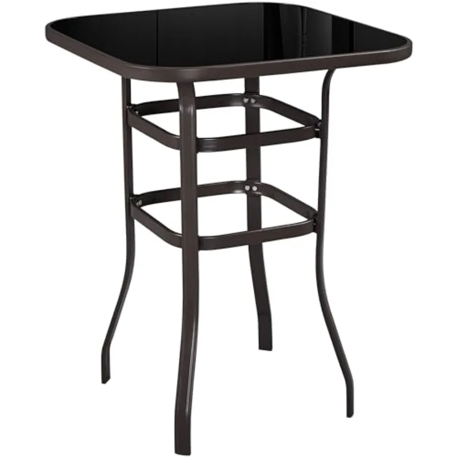 Patio Bar Table Tempered Glass Height High Top Outdoor Pub Height Bistro Square Table for Paito Lawn Garden Brown
Patio Bar Table Tempered Glass Height High Top Outdoor Pub Height Bistro Square Table for Paito Lawn Garden Brown