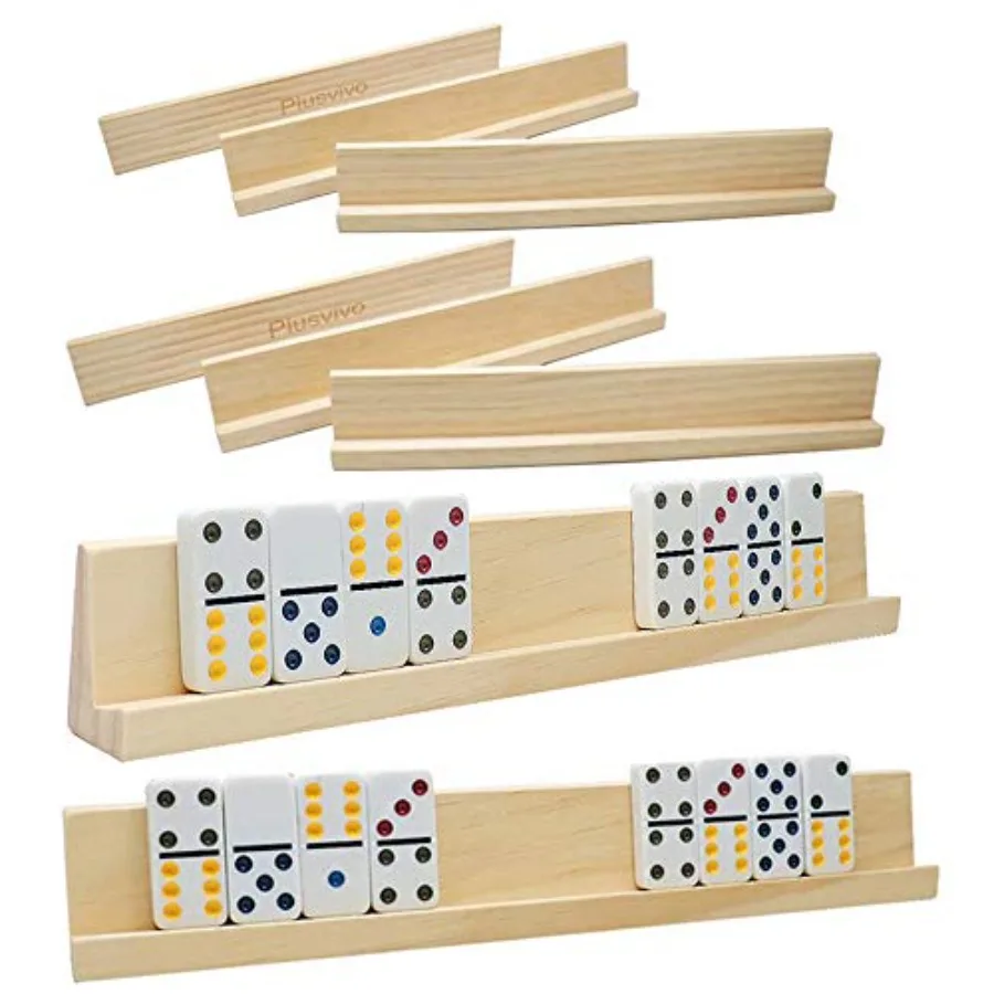 Domino Racks Set of 8, Mexican Train Dominoes Trays, Wooden Domino Holders for Mexican Train, Chickenfoot Combo, Mahjong and Ot
Domino Racks Set of 8, Mexican Train Dominoes Trays, Wooden Domino Holders for Mexican Train, Chickenfoot Combo, Mahjong and Ot
