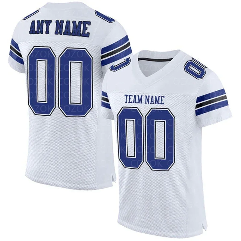 White Blue Customized Football Jersey for Men Football Short Sleeves Athletic Tee Shirts
White Blue Customized Football Jersey for Men Football Short Sleeves Athletic Tee Shirts