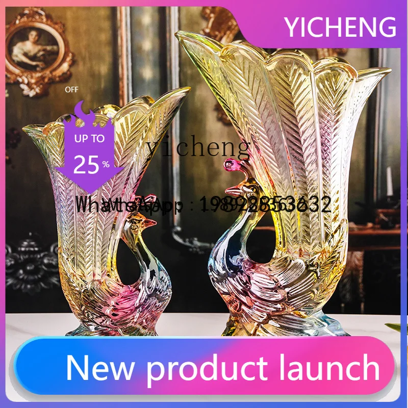 crystal glass peacock vase glazed colorful home European vase home decoration
crystal glass peacock vase glazed colorful home European vase home decoration