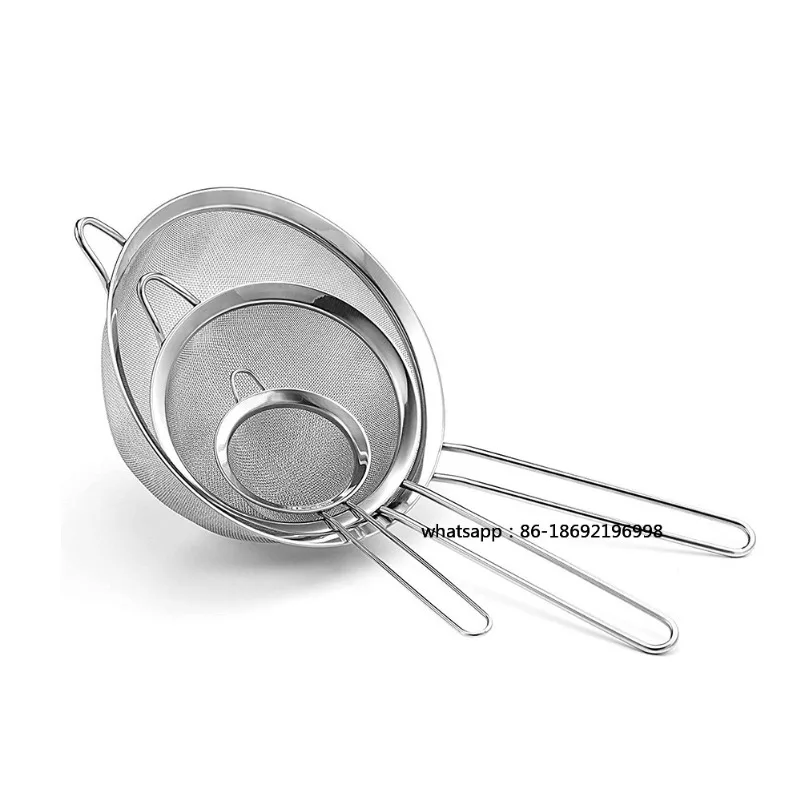 3pcs Fine Mesh Strainers Set Stainless Steel Multipurpose Flour Sieve Sifter With Handle Perfect For tea Flour Egg Kitchen Tool
3pcs Fine Mesh Strainers Set Stainless Steel Multipurpose Flour Sieve Sifter With Handle Perfect For tea Flour Egg Kitchen Tool