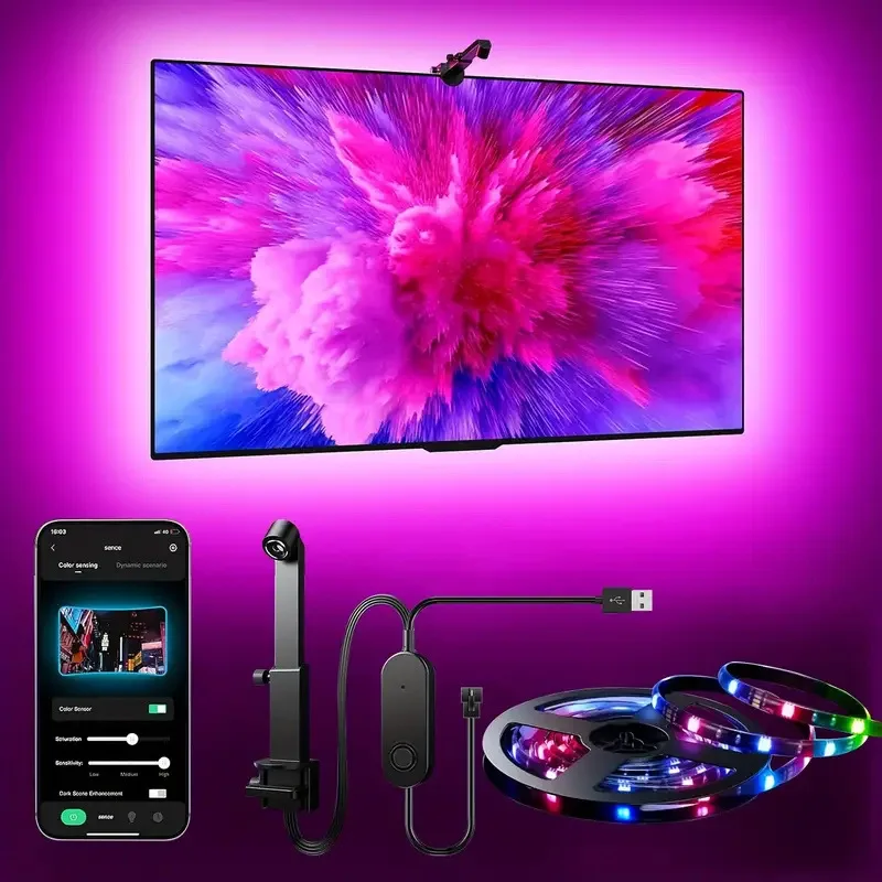RGBIC LED Light Strip TV Music Screen Synchronization with Camera Strip APP Control Color for TV Background Bedroom Decoration
RGBIC LED Light Strip TV Music Screen Synchronization with Camera Strip APP Control Color for TV Background Bedroom Decoration