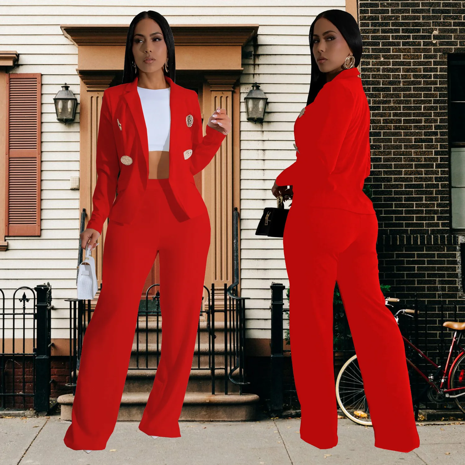 C7212 Fashion Women's Sleeve Coat Solid Color Long Pants Two Piece Set New Style
C7212 Fashion Women's Sleeve Coat Solid Color Long Pants Two Piece Set New Style