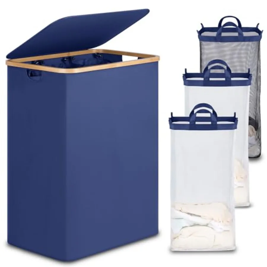 Laundry Hamper with Lid Trio Laundry Hamper with 3 Removable Bags 3 Section Laundry Basket with Bamboo Handles for Bathroom Bed
Laundry Hamper with Lid Trio Laundry Hamper with 3 Removable Bags 3 Section Laundry Basket with Bamboo Handles for Bathroom Bed