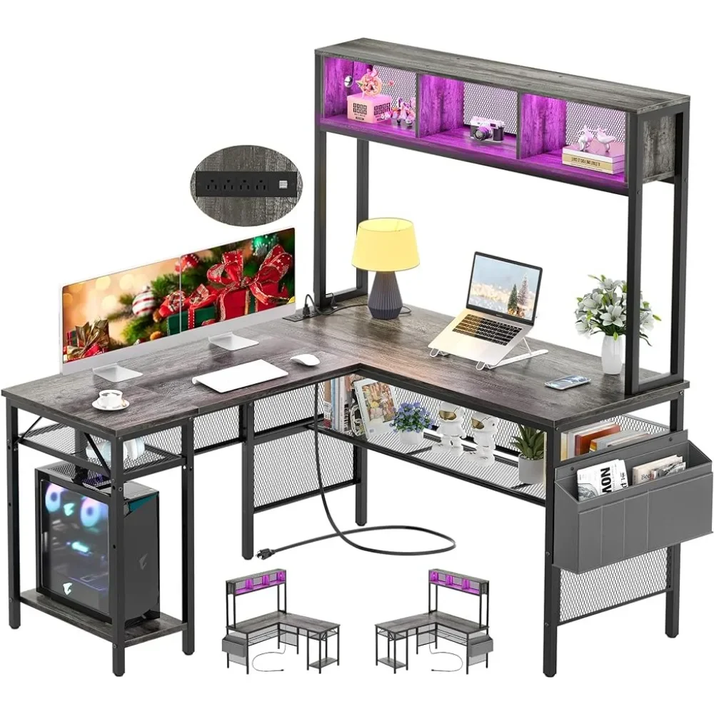 Reversible L-Shaped Corner Desk With Storage Shelves and Bag Industrial Home Office Desk Gaming Table With USB Port Computer
Reversible L-Shaped Corner Desk With Storage Shelves and Bag Industrial Home Office Desk Gaming Table With USB Port Computer