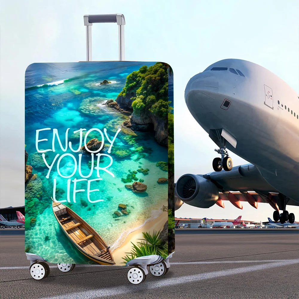 Beach Paradise Luggage Cover Tropical Scenery with "Enjoy Your Life" Motif Design Washable Polyester Luggage Protector
Beach Paradise Luggage Cover Tropical Scenery with "Enjoy Your Life" Motif Design Washable Polyester Luggage Protector