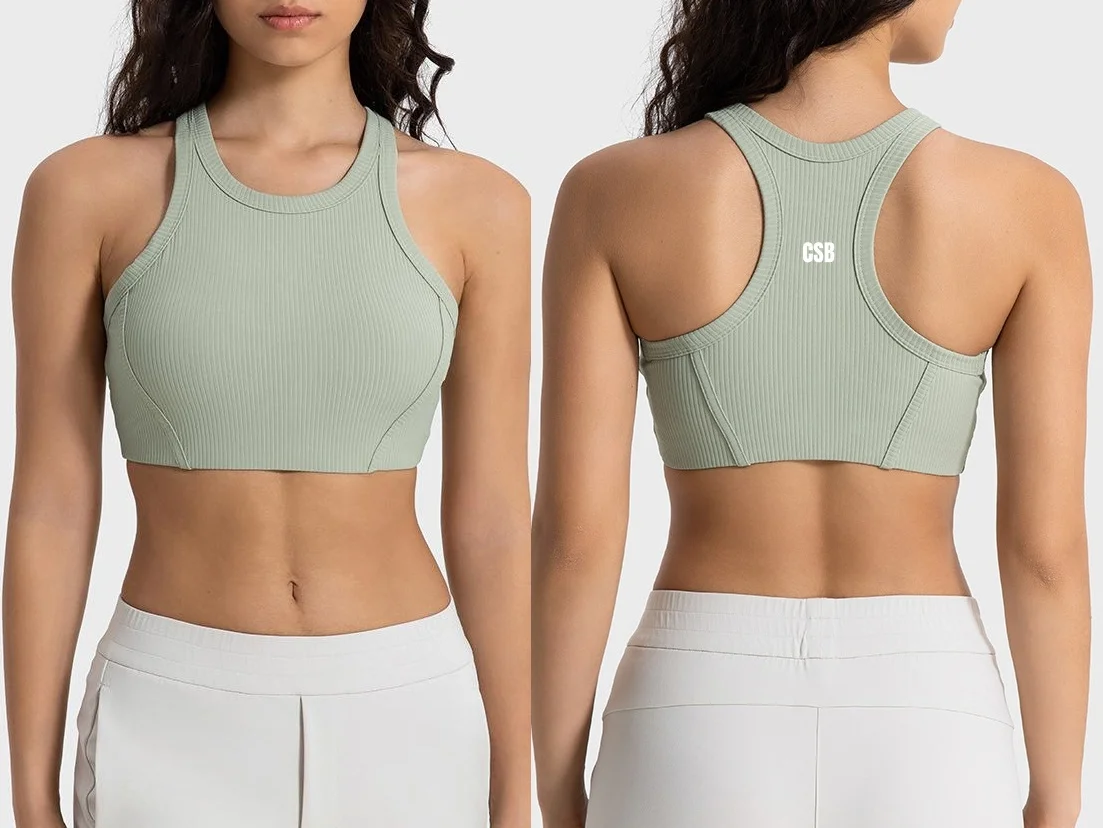 CSB Ribbed Sports Bra Women Racerback Crop Top Removable Padded Yoga Fitness Workout Tank Top Shockproof Running Gym Activewear
CSB Ribbed Sports Bra Women Racerback Crop Top Removable Padded Yoga Fitness Workout Tank Top Shockproof Running Gym Activewear