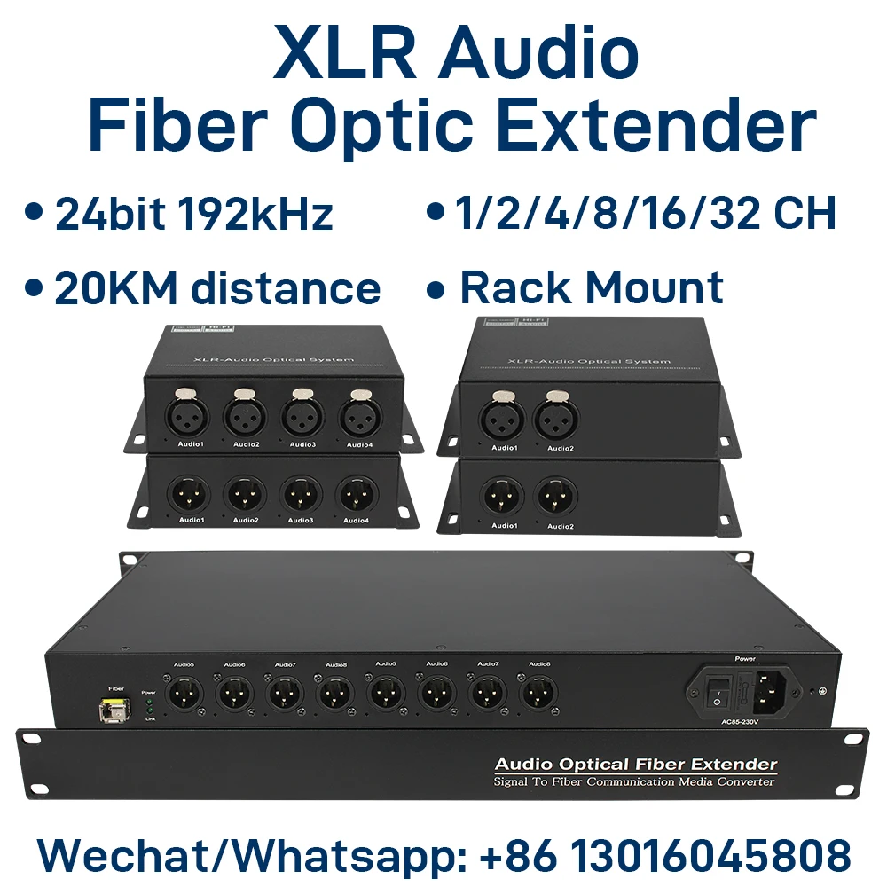 1/2/4/8/16/32CH XLR Audio Fiber Converter Single Mode 20km 24bit 192kHz Uncompressed Broadcast Grade Balanced Audio Extender
1/2/4/8/16/32CH XLR Audio Fiber Converter Single Mode 20km 24bit 192kHz Uncompressed Broadcast Grade Balanced Audio Extender