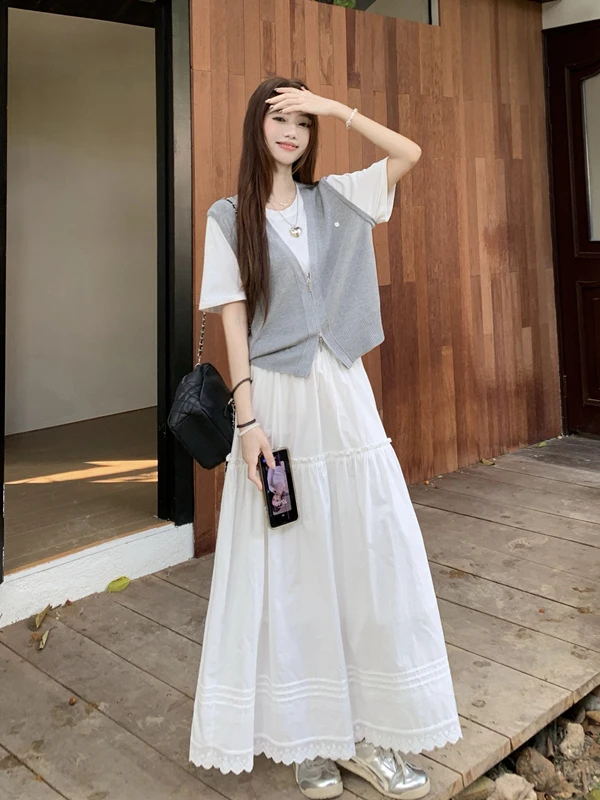 Slimming Large Size Women's Summer Set Short Sleeve Loose Feel Cake Half Skirt Anti-Aging Commute Style High Waist A-Line Skirt
Slimming Large Size Women's Summer Set Short Sleeve Loose Feel Cake Half Skirt Anti-Aging Commute Style High Waist A-Line Skirt