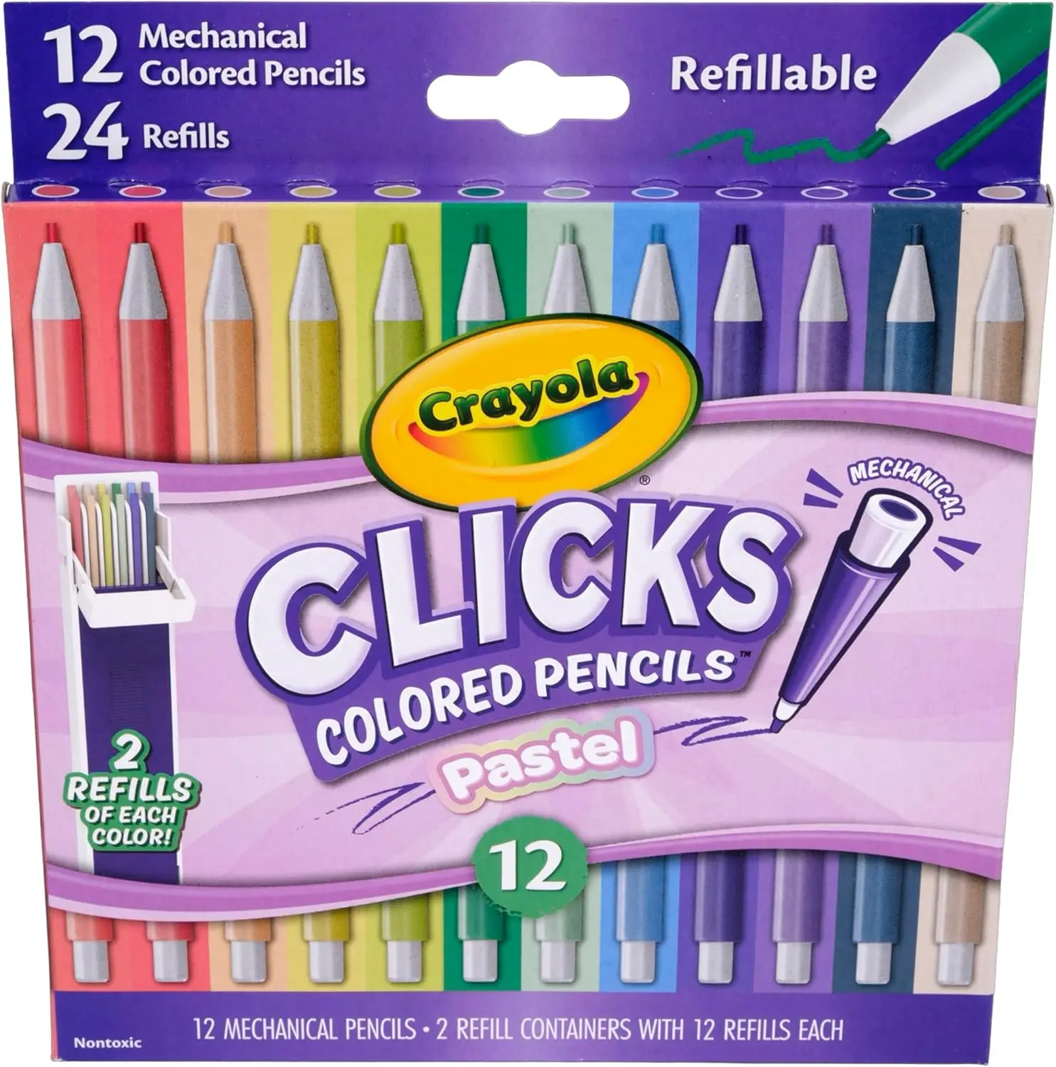 Crayola Clicks 2.0mm Mechanical Colored Pencil Set with 12 Pastel Colors and 24 Refills for Kids Ages 5+
Crayola Clicks 2.0mm Mechanical Colored Pencil Set with 12 Pastel Colors and 24 Refills for Kids Ages 5+