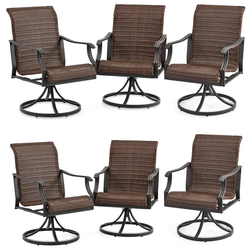 Patio Wicker Swivel Chair Set of 6, Heavy Duty Outdoor Dining Chair with 23.5 High Back, ExtraLarge WaterFall Seat, Rattan Porc
Patio Wicker Swivel Chair Set of 6, Heavy Duty Outdoor Dining Chair with 23.5 High Back, ExtraLarge WaterFall Seat, Rattan Porc