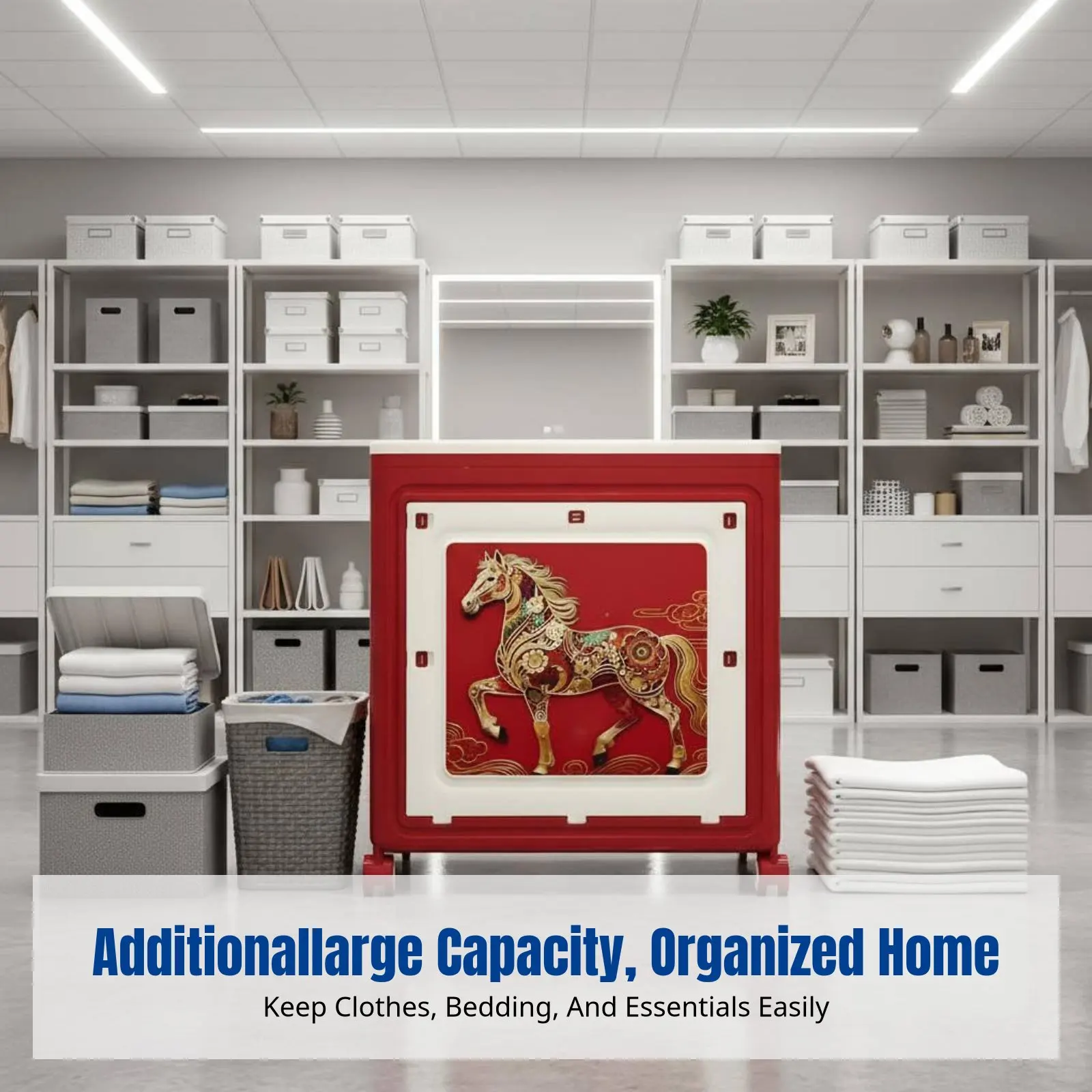 Large Capacity Storage Box, Foldable Clothes Organizer, Hinged Lid Wardrobe Cabinet, Home Use, Multi-Size, PP Material, Rolling
Large Capacity Storage Box, Foldable Clothes Organizer, Hinged Lid Wardrobe Cabinet, Home Use, Multi-Size, PP Material, Rolling
