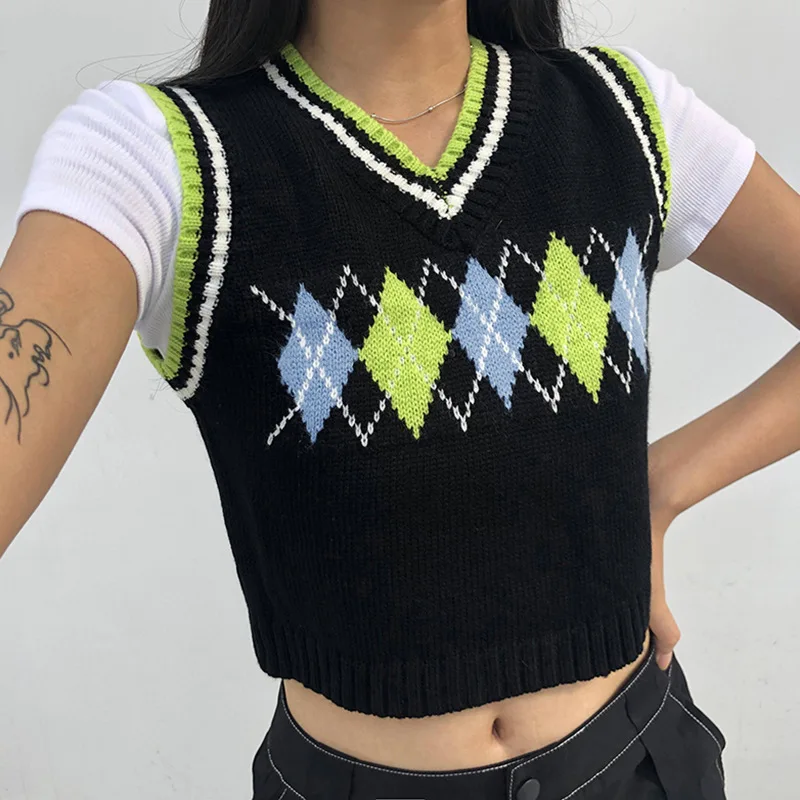 Street Style Check Jacquard Sweater Top Sleeveless Vest21 Black Purple Grey Green Plaid Pattern Loose Fit Short Length Hoodie
Street Style Check Jacquard Sweater Top Sleeveless Vest21 Black Purple Grey Green Plaid Pattern Loose Fit Short Length Hoodie