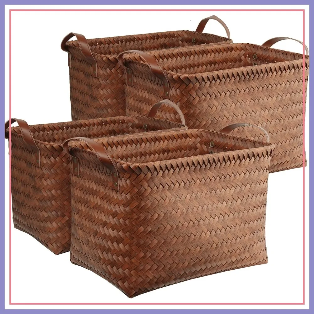 Handwoven Laundry Hampers, Large Wicker Storage Baskets for Closet Bedroom Bathroom, Pack of 4, Brown
Handwoven Laundry Hampers, Large Wicker Storage Baskets for Closet Bedroom Bathroom, Pack of 4, Brown