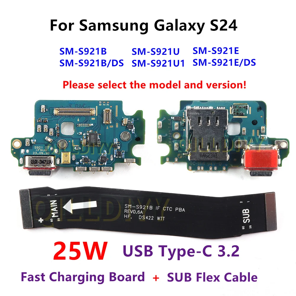 25W Charger Main Charging Port Board For Samsung S24 S921U SM-S921B S921E/DS Motherboard Connect USB Type-C Dock Flex Cable S921
25W Charger Main Charging Port Board For Samsung S24 S921U SM-S921B S921E/DS Motherboard Connect USB Type-C Dock Flex Cable S921