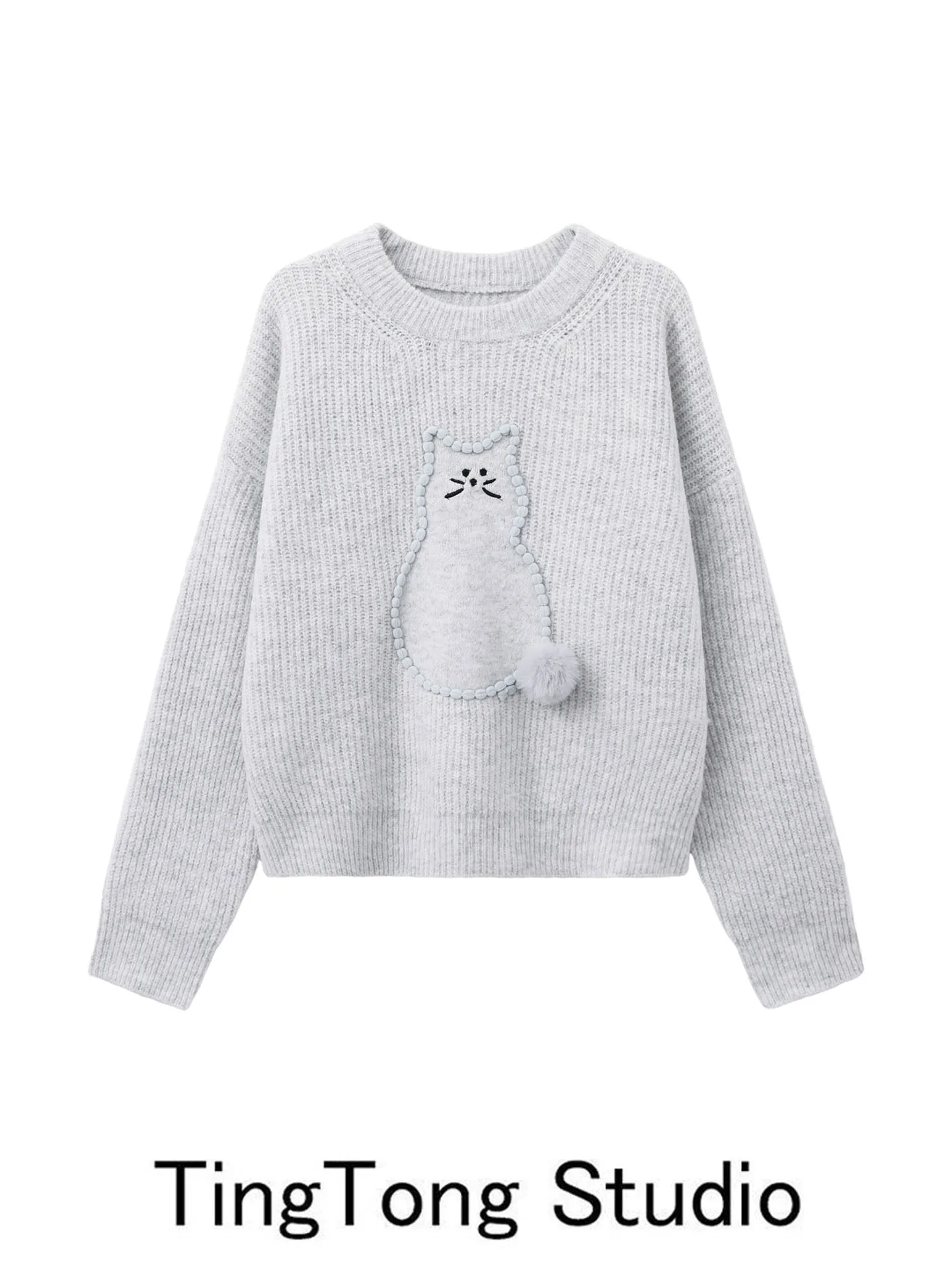 Grey Pattern round Neck Loose Women's Knitted Sweater Autumn Winter New Style Sweet Versatile Comfortable Overhead Top
Grey Pattern round Neck Loose Women's Knitted Sweater Autumn Winter New Style Sweet Versatile Comfortable Overhead Top