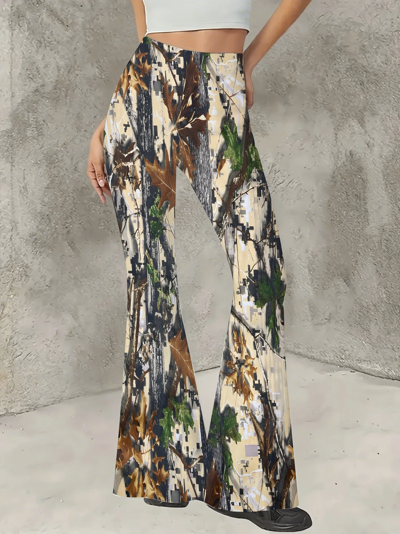 Women's Flared Pants Camouflage Tree Leaf Print Trousers Stretchy Casual Slim Fit Bell Bottoms for Daily Vacation Streetwear
Women's Flared Pants Camouflage Tree Leaf Print Trousers Stretchy Casual Slim Fit Bell Bottoms for Daily Vacation Streetwear