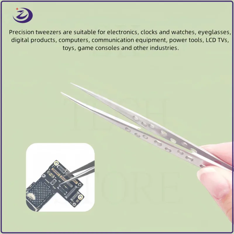 Stainless Steel Precision Perforated Tweezers with Pointed Elbows, Frosted and Glossy Nine Hole Tweezers
Stainless Steel Precision Perforated Tweezers with Pointed Elbows, Frosted and Glossy Nine Hole Tweezers
