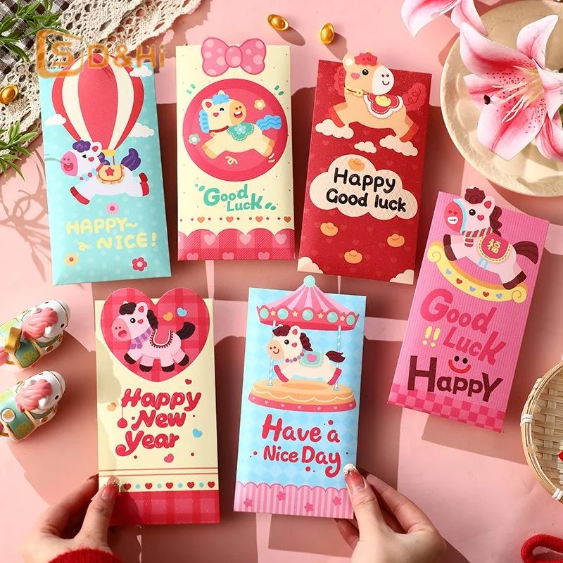 Набор из 6 праздничных красных конвертов с мультяшным рисунком пони, традиционные бумажные конверты для денег, подарочные конверты Хунбао с благословением
Набор из 6 праздничных красных конвертов с мультяшным рисунком пони, традиционные бумажные конверты для денег, подарочные конверты Хунбао с благословением