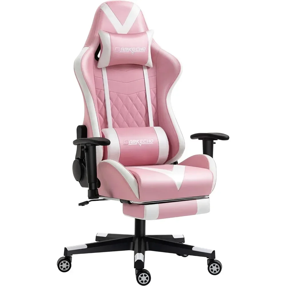 Pink Gaming Chair With Footrest Massage Racing Office Computer Ergonomic Chair Leather Reclining Video Game Chair Adjustable