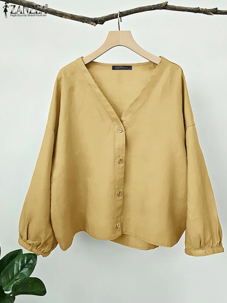 ZANZEA Elegant Women Long Sleeve Work Blouse Spring Button Down Shirt V Neck Holiday Tops Tunic Casual Solid Loose Blusas Femme
ZANZEA Elegant Women Long Sleeve Work Blouse Spring Button Down Shirt V Neck Holiday Tops Tunic Casual Solid Loose Blusas Femme