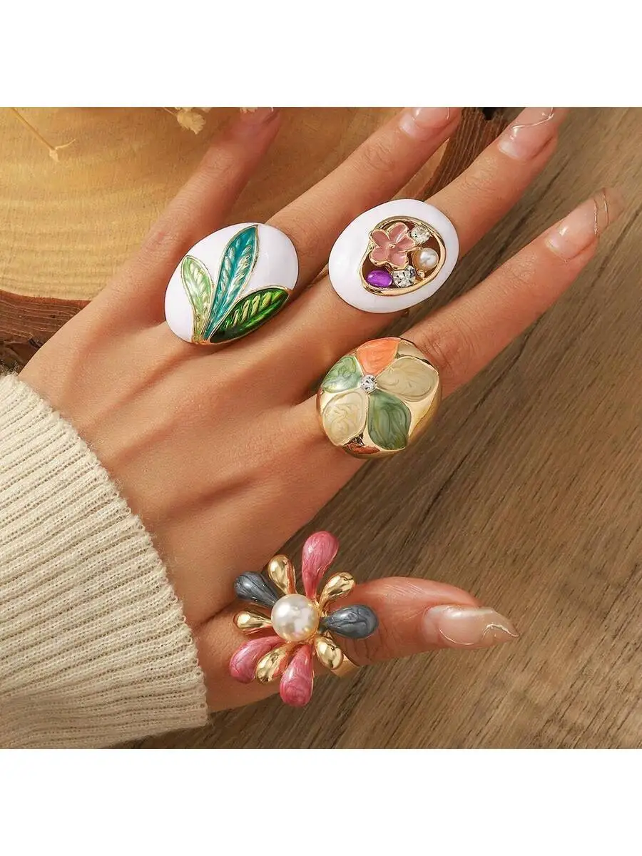 Bohemian Enamel Flower Open Ring For Women Fashion Jewelry
Bohemian Enamel Flower Open Ring For Women Fashion Jewelry