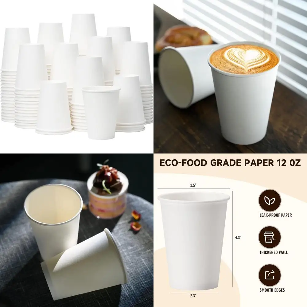 500-Count 12 oz Disposable White Paper Cups for Hot Drinks, Perfect for Cafes, Offices, and Home Use
500-Count 12 oz Disposable White Paper Cups for Hot Drinks, Perfect for Cafes, Offices, and Home Use