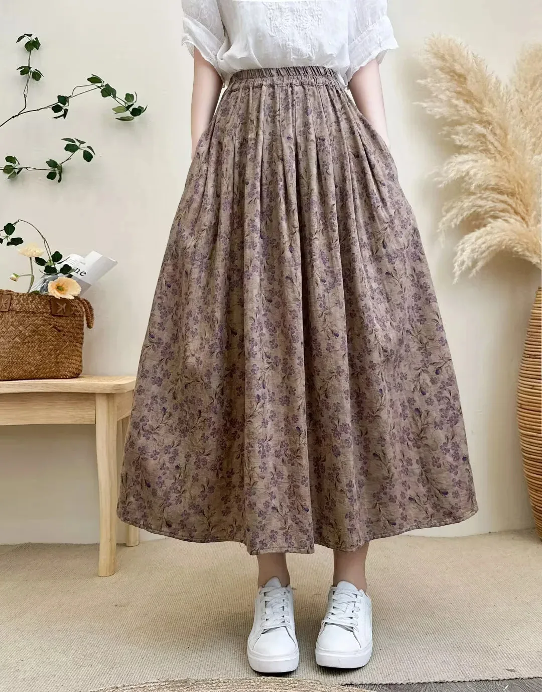 Middle-aged women's clothing cotton long skirt for women autumn spring vintage elastic waist printed midi skirts for mum
Middle-aged women's clothing cotton long skirt for women autumn spring vintage elastic waist printed midi skirts for mum