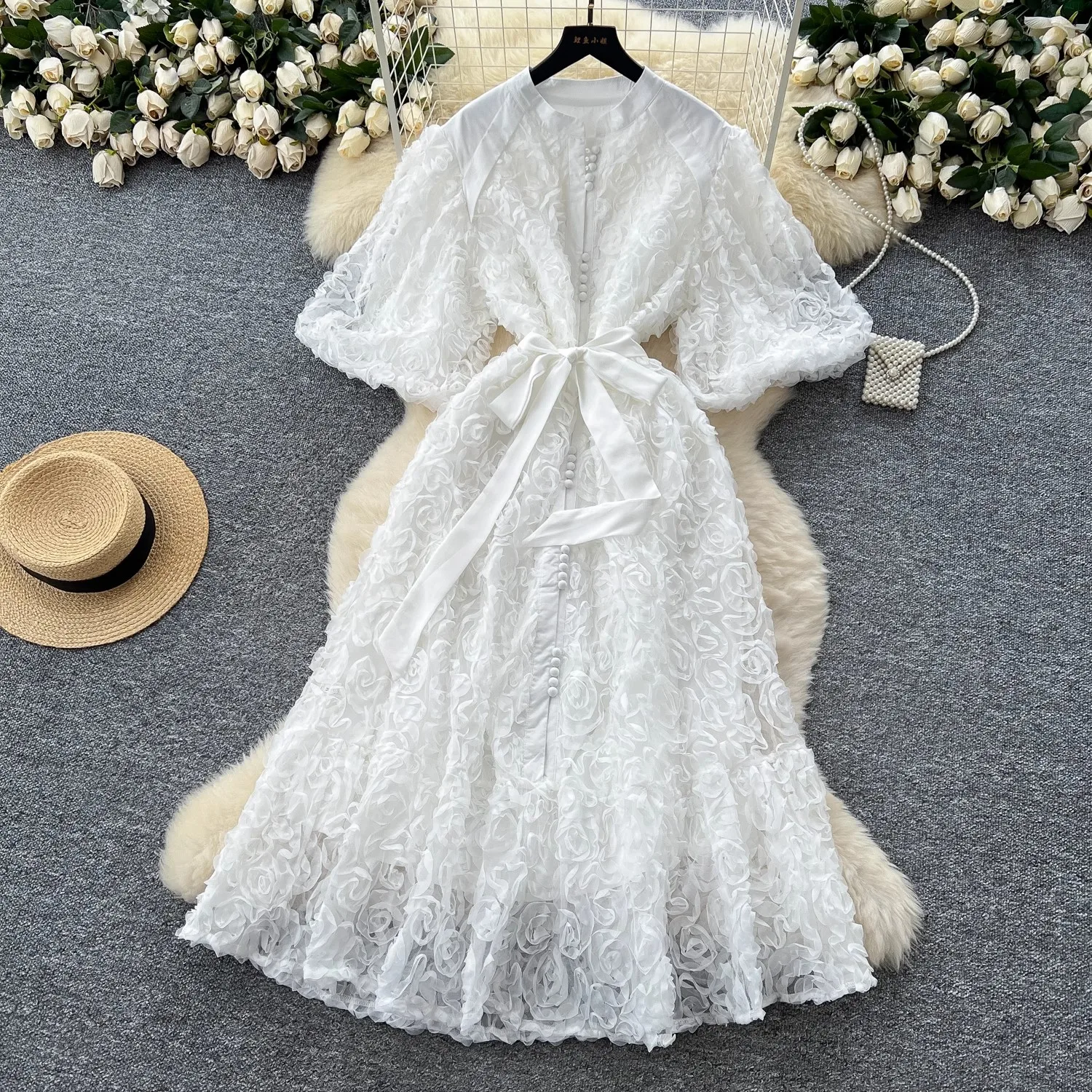 Luxury 3D Flower Formal Evening Dress Women Summer Single Breasted Loose Oversize Belt Lace Up Long Dresses Female Party Vestido
Luxury 3D Flower Formal Evening Dress Women Summer Single Breasted Loose Oversize Belt Lace Up Long Dresses Female Party Vestido