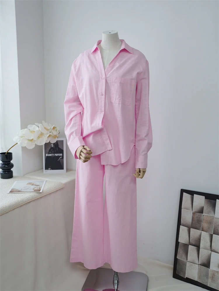 Light Colored Linen Shirt Set Spring Summer Thin Sun Protection Two Piece Set Sakura Pink Long Sleeve Collar Button Wear
Light Colored Linen Shirt Set Spring Summer Thin Sun Protection Two Piece Set Sakura Pink Long Sleeve Collar Button Wear