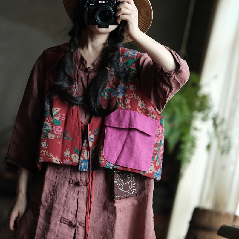 New Arrival Spring Autumn Women Vest Casual Good Quality Cotton Linen Vintage Floral V-neck Open Stitch Outerwear & Coats Y295
New Arrival Spring Autumn Women Vest Casual Good Quality Cotton Linen Vintage Floral V-neck Open Stitch Outerwear & Coats Y295