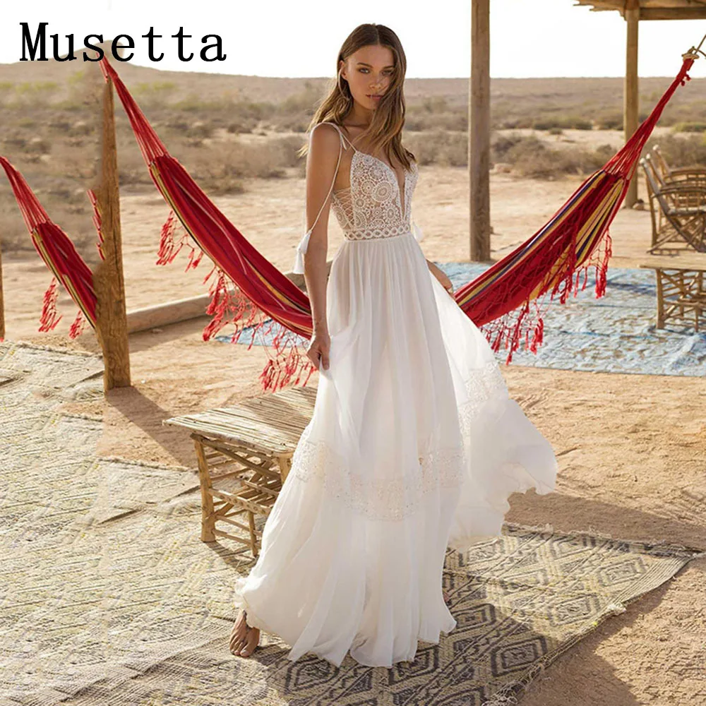Boho Beach Sleeveless Wedding Dress For Bridal Chiffon Spaghetti Strap Lace Applique Backless Bride Gown 2023 Real Photo
Boho Beach Sleeveless Wedding Dress For Bridal Chiffon Spaghetti Strap Lace Applique Backless Bride Gown 2023 Real Photo