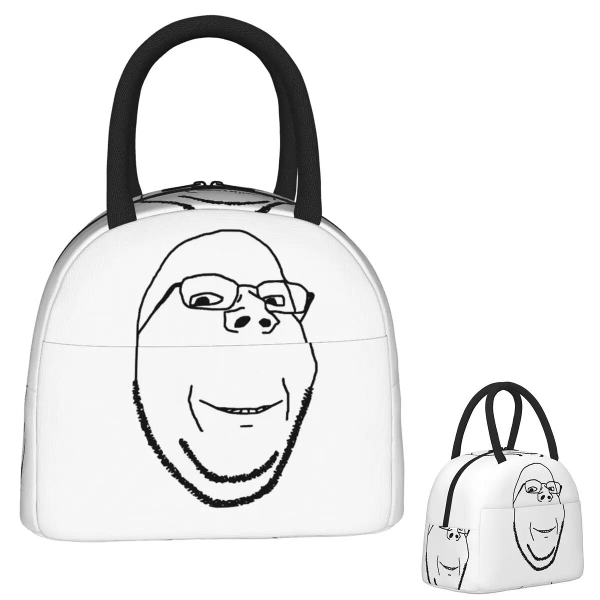 Smiling Wholesome Wojak Soyjak Insulated Lunch Bag for Women Children Portable Food Boxes Thermal Lunch Box Tote
Smiling Wholesome Wojak Soyjak Insulated Lunch Bag for Women Children Portable Food Boxes Thermal Lunch Box Tote