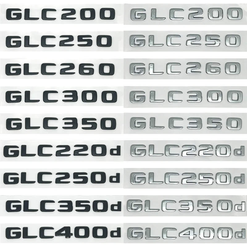 Emblema 3D de letras negras cromadas GLC300de GLC300e GLC350e GLC400e 4Matic para Mercedes Benz GLC X253, pegatina con logotipo
Emblema 3D de letras negras cromadas GLC300de GLC300e GLC350e GLC400e 4Matic para Mercedes Benz GLC X253, pegatina con logotipo