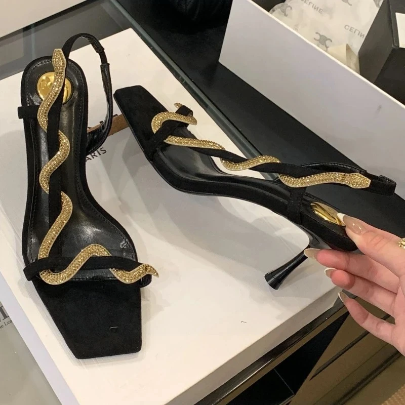 Women's Sandals Designer Brand High Heels Fashion Rhinestone Square Toe Sexy High Heel Sandals for Women Luxury Party Dress Pump
Women's Sandals Designer Brand High Heels Fashion Rhinestone Square Toe Sexy High Heel Sandals for Women Luxury Party Dress Pump