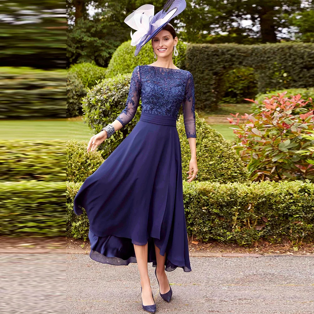 Chic Guest Wedding Party Dresses Chiffon A-line Prom Dress Dark Royal Blue Boat Neck Lace Sashes Ruched Mother of the Bride Gown
Chic Guest Wedding Party Dresses Chiffon A-line Prom Dress Dark Royal Blue Boat Neck Lace Sashes Ruched Mother of the Bride Gown