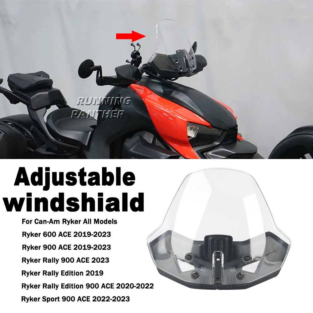 Motorcycle Adjustable Windscreen Windshield Wind Screen Shield For Can-Am Ryker 600 900 Sport Rally Edition 900 ACE 2019-2023
Motorcycle Adjustable Windscreen Windshield Wind Screen Shield For Can-Am Ryker 600 900 Sport Rally Edition 900 ACE 2019-2023