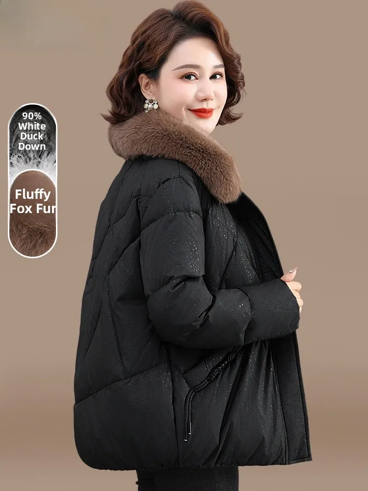 Sli White Du down Jaet Fur Trim Winter Coat for Middle-Aged Women Thiened Polyester Regular Sve Zipper Closure
Sli White Du down Jaet Fur Trim Winter Coat for Middle-Aged Women Thiened Polyester Regular Sve Zipper Closure
