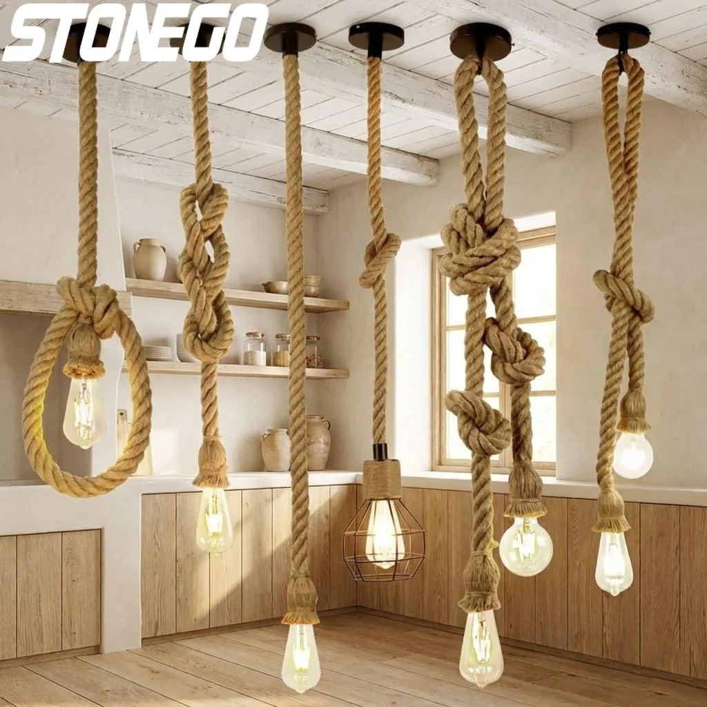 Retro Industrial Style Hemp Rope Chandelier Vintage Decorative Lighting for Restaurants Cafes Bars Shops
Retro Industrial Style Hemp Rope Chandelier Vintage Decorative Lighting for Restaurants Cafes Bars Shops