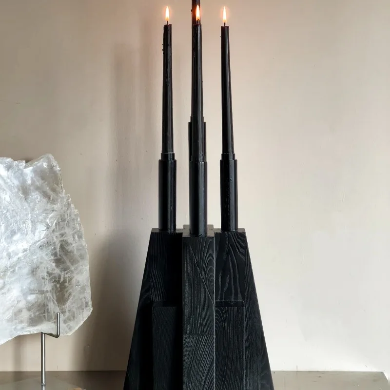 Dark Sculpture Geometric Deconstruction Candlestick Black Carbonized Wood Art Ornament Atmosphere Home Ornament
Dark Sculpture Geometric Deconstruction Candlestick Black Carbonized Wood Art Ornament Atmosphere Home Ornament