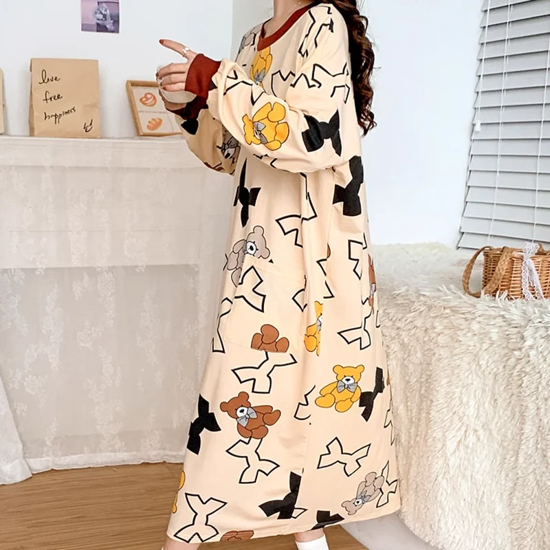 Nightdresses Women Sleepwear Autumn Long Sleeve Loose Cotton Animation Robe Ladies Nightdress Fashion Pajamas Nightgown M-6XL
Nightdresses Women Sleepwear Autumn Long Sleeve Loose Cotton Animation Robe Ladies Nightdress Fashion Pajamas Nightgown M-6XL