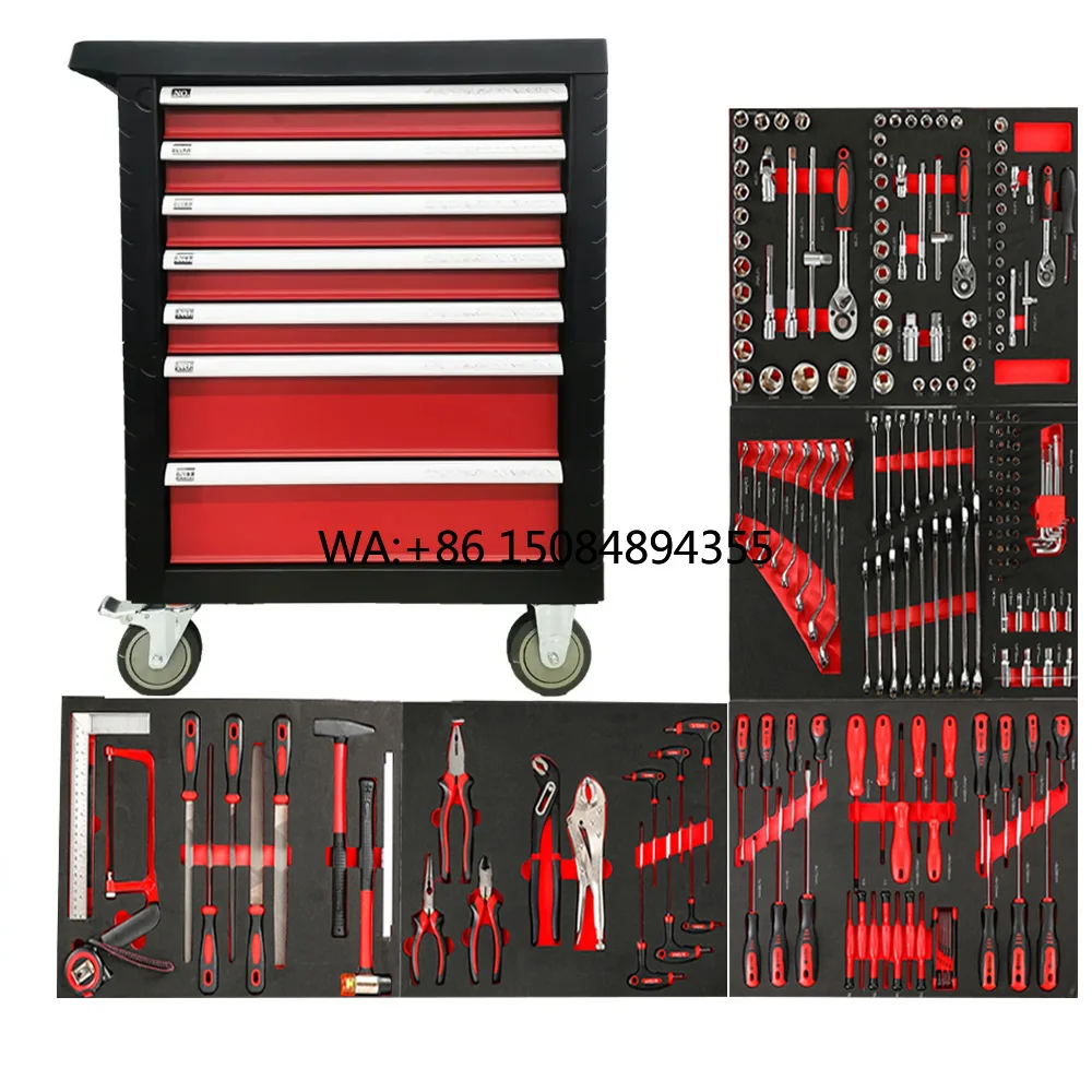CE Certified 7-Drawer Industrial Steel Tool Chest Metal Tool Trolley/Cabinet/Cart with 201pcs Hand Tool Sets OEM Customizable
CE Certified 7-Drawer Industrial Steel Tool Chest Metal Tool Trolley/Cabinet/Cart with 201pcs Hand Tool Sets OEM Customizable