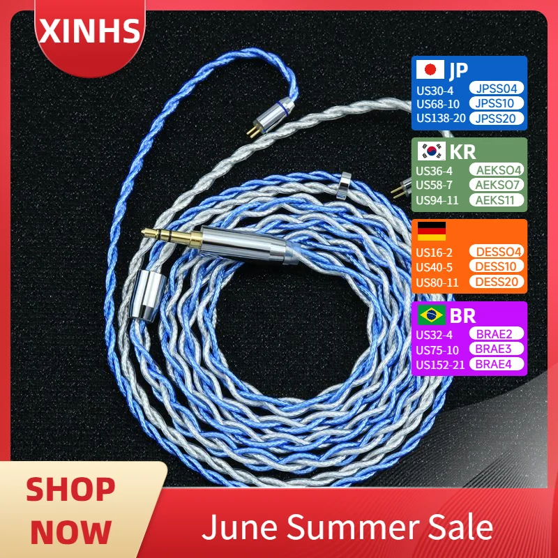 XINHS 4-жильный коаксиальный импортный чистый серебряный смешанный монокристаллический медный серебряный кабель для обновления наушников подходит для IEM
XINHS 4-жильный коаксиальный импортный чистый серебряный смешанный монокристаллический медный серебряный кабель для обновления наушников подходит для IEM