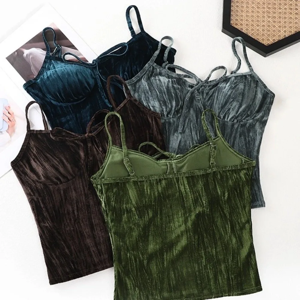 Ins Fashion With Chest Cushion Velvet Camisole Non Trace Solid Color Crop Tops Slim Fit Bowknot Velvet Corset Ladies
Ins Fashion With Chest Cushion Velvet Camisole Non Trace Solid Color Crop Tops Slim Fit Bowknot Velvet Corset Ladies
