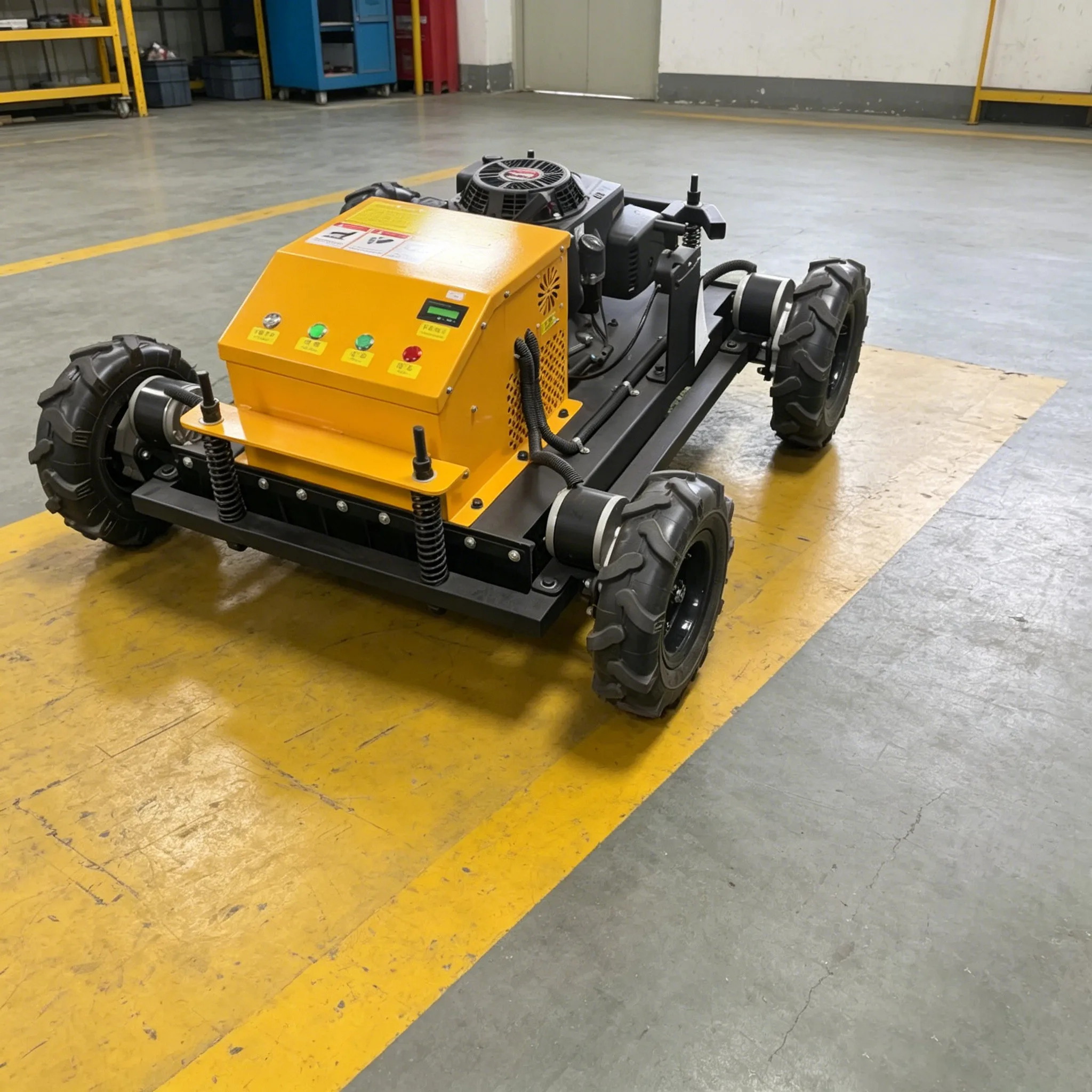 Customized track structure of the lawn mower can stably handle steep slopes of 60° and mountain slopes
Customized track structure of the lawn mower can stably handle steep slopes of 60° and mountain slopes