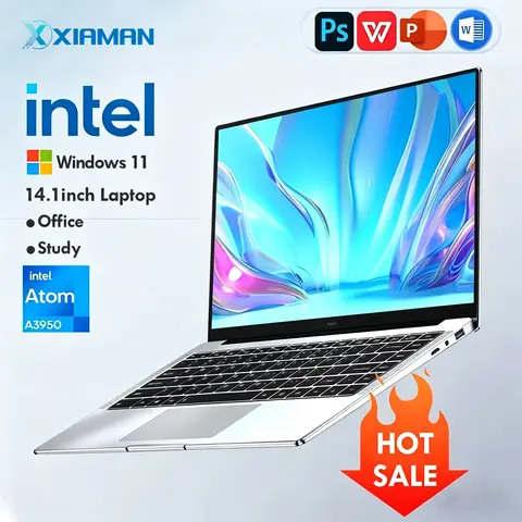 Xiaman Ultra İnce Windows 11 Dizüstü Bilgisayar 14.1 "12GB RAM 1TB SSD Intel Atom A3950 Dizüstü Bilgisayar 1920*1080 Ofis Çalışma Bilgisayarı PC
